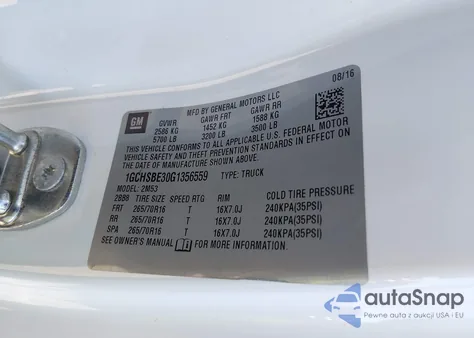 2016 Chevrolet Colorado Wt from USA, damaged, VIN 1GCHSBE30G1356559